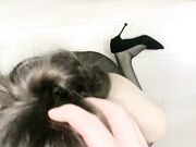 办公室蓝衬衫黑裙黑丝高跟我要被你操死了