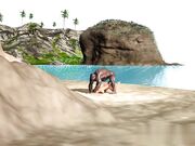 海滩上大黑人男子在野蛮岛上撞上粉穴性爱