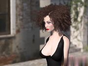 年轻的时尚女性在照相馆与黑人摄影师打炮