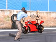 年轻金发女郎由黑人摄影师户外拍摄抽插打桩