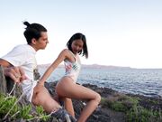 激情爱琴海 欧洲留学极品女友『林雅儿』与法国帅哥海边激情啪啪